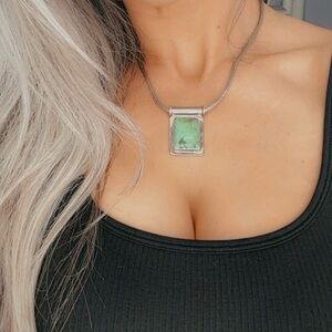 Elegant Silver and Green Necklace